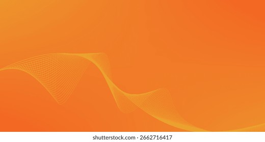 Abstract orange background with flowing wave lines. Glowing wavy lines. Shiny colorful moving lines design element. Modern dynamic wave pattern. Suit for website, poster, brochure, banner, flyer