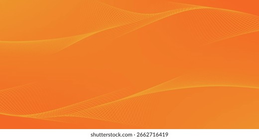 Fundo laranja abstrato com linhas de onda fluindo. Linhas onduladas brilhantes. Elemento de design de linhas móveis coloridas brilhantes. Moderno padrão de onda dinâmica. Terno para website, cartaz, brochura, banner, folheto
