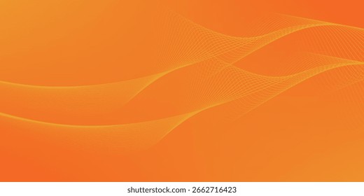 Fundo laranja abstrato com linhas de onda fluindo. Linhas onduladas brilhantes. Elemento de design de linhas móveis coloridas brilhantes. Moderno padrão de onda dinâmica. Terno para website, cartaz, brochura, banner, folheto