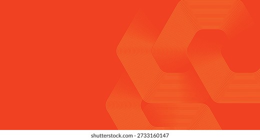 Fundo Laranja Abstrato com Linhas Hexágono Geométricas. Ilustração moderna do vetor do padrão de favo de mel. Design futurista dinâmico para banners de tecnologia da Web, apresentações científicas e cenários de conexão digital. Gráficos lineares minimalistas com gradiente vibrante brilhante e estética profissional.