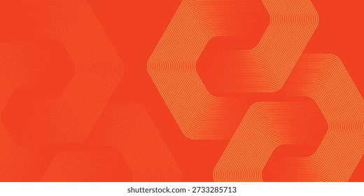 Fondo anaranjado Abstractas con líneas hexagonales geométricas. Ilustración vectorial moderna del patrón del panal. Diseño futurista dinámico para Anuncios de Web de Tecnología, presentaciones de Ciencia y fondos de conexión digital. Gráficos lineales minimalistas con gradiente vibrante brillante y estética de Profesional.