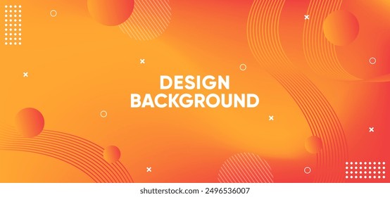 Abstract orange background with geometric shapes, lines and gradient colors.
