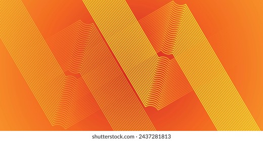 Fondo naranja abstracto con líneas redondeadas diagonales brillantes. Elemento de diseño de forma geométrica de degradado amarillo moderno. Mínima geometría