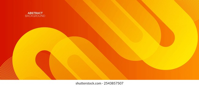 Abstract orange background with glowing diagonal rounded lines. Modern yellow gradient geometric shape design element. Minimal geometric. Futuristic concept.