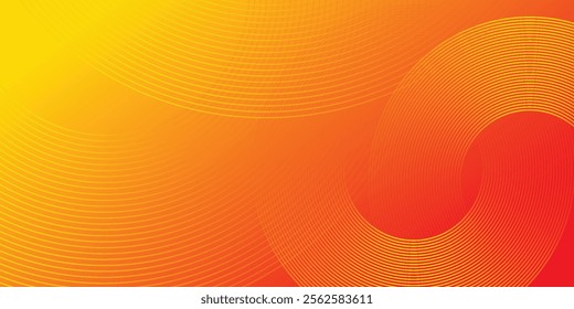 Abstract orange background with glowing diagonal rounded lines. Modern yellow gradient geometric shape design element. Minimal geometric. Futuristic concept.