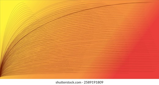 Abstract orange background with glowing diagonal rounded lines. Modern yellow gradient geometric shape design element. Futuristic concept. Vector