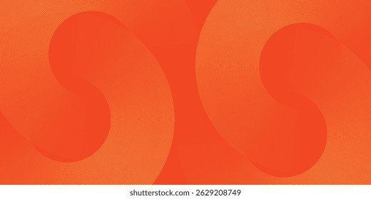 Abstractas fondo naranja con líneas geométricas brillantes. Moderno patrón de líneas de círculo amarillo brillante. Tecnología concepto futurista. Traje para el cartel, Anuncio, folleto, cubierta, volante. ilustración de Vector