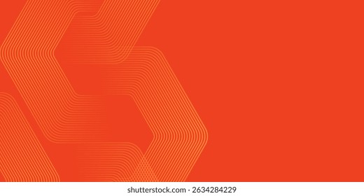 Abstract orange background with glowing geometric lines. Modern shiny yellow hexagon lines pattern. Technology futuristic concept. Suit for poster, banner, brochure, cover, flyer. Vector illustratio
