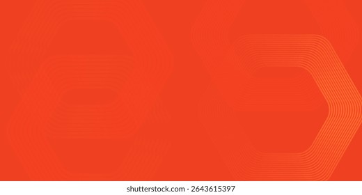 Abstract orange background with glowing geometric lines. Modern shiny yellow hexagon lines pattern. Vector illustration