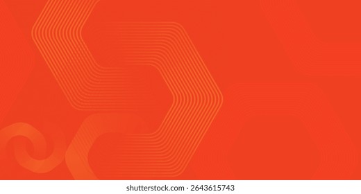 Abstract orange background with glowing geometric lines. Modern shiny yellow hexagon lines pattern. Eps10 