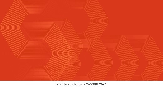 Abstract orange background with glowing geometric lines. Modern shiny yellow hexagon lines pattern. Technology futuristic concept. poster, banner, presentation