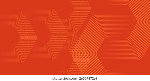 Abstract orange background with glowing geometric lines. Modern shiny yellow hexagon lines pattern. Technology futuristic concept. vector modern, banner, bussines
