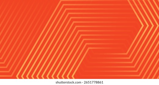 Abstract orange background with glowing geometric lines. Modern shiny yellow hexagon lines pattern. Technology futuristic concept. Suit for poster, banner, brochure, cover, flyer. Vector illustratio