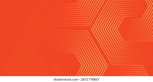 Abstract orange background with glowing geometric lines. Modern shiny yellow hexagon lines pattern. Technology futuristic concept. Suit for poster, banner, brochure, cover, flyer. Vector illustratio