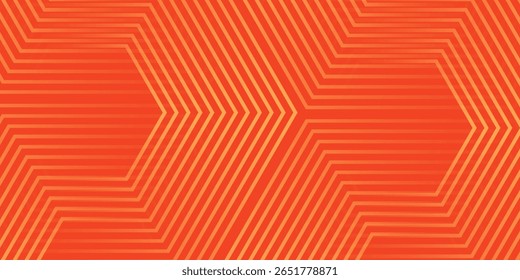 Abstract orange background with glowing geometric lines. Modern shiny yellow hexagon lines pattern. Technology futuristic concept. Suit for poster, banner, brochure, cover, flyer. Vector illustratio