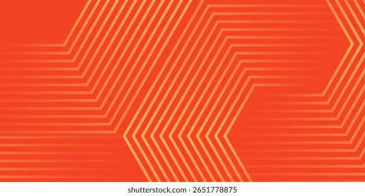 Abstract orange background with glowing geometric lines. Modern shiny yellow hexagon lines pattern. Technology futuristic concept. Suit for poster, banner, brochure, cover, flyer. Vector illustratio