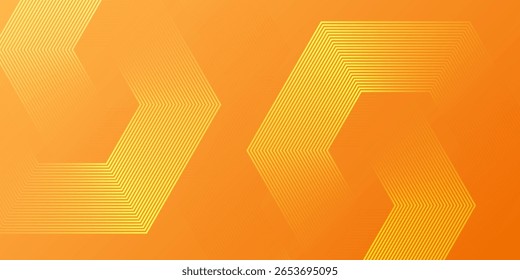 Abstractas fondo naranja con líneas geométricas brillantes. Modelo amarillo brillante moderno de las líneas del hexágono. Tecnología concepto futurista. Traje para el cartel, Anuncio, folleto, cubierta, volante. ilustración de Vector