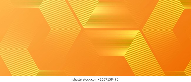 Abstractas fondo naranja con líneas geométricas brillantes. Antecedentes de la Tecnología futurista