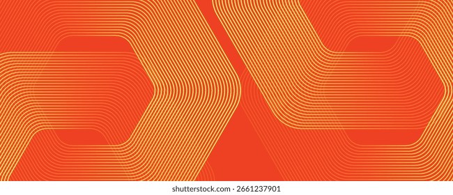 Abstractas fondo naranja con líneas geométricas brillantes. Modelo amarillo brillante moderno de las líneas del hexágono. Tecnología concepto futurista. Traje para el cartel, Anuncio, folleto, cubierta, volante. Ilustración vectorial