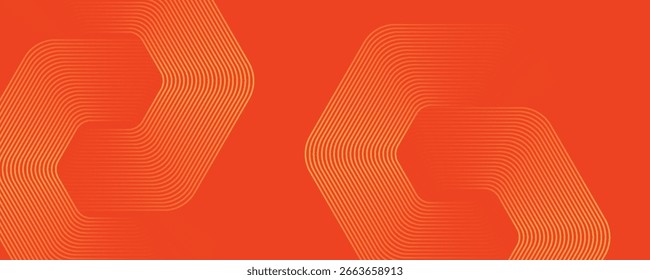 Abstract orange background with glowing geometric lines. Modern shiny yellow hexagon lines pattern. Technology futuristic concept. Suit for poster, banner, brochure, cover, Vector illustration eps10