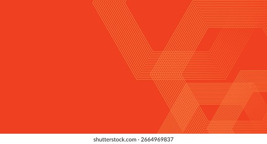 Abstractas fondo naranja con líneas geométricas brillantes. Modelo amarillo brillante moderno de las líneas del hexágono. Ilustración vectorial.