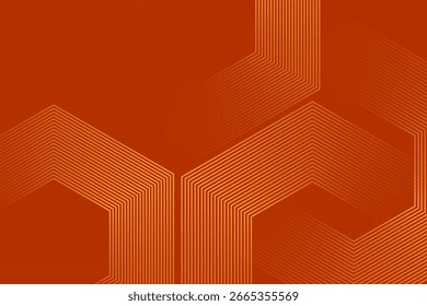 Abstractas fondo naranja con líneas geométricas brillantes. Modelo amarillo brillante moderno de las líneas del hexágono. Tecnología concepto futurista. Traje para el cartel, Anuncio, folleto, cubierta, volante. ilustración de Vector