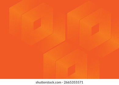 Abstractas fondo naranja con líneas geométricas brillantes. Modelo amarillo brillante moderno de las líneas del hexágono. Tecnología concepto futurista. Traje para el cartel, Anuncio, folleto, cubierta, volante. ilustración de Vector