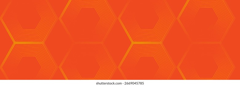 Abstractas fondo naranja con líneas geométricas brillantes. Modelo amarillo brillante moderno de las líneas del hexágono. Tecnología concepto futurista. Traje para el cartel, Anuncio, folleto, cubierta, volante. ilustración de Vector