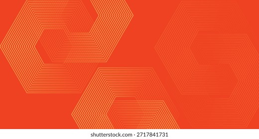 Abstractas fondo naranja con líneas geométricas brillantes. Modelo amarillo brillante moderno de las líneas del hexágono. Tecnología concepto futurista. Traje para el cartel, Anuncio, folleto, cubierta, volante. ilustración de Vector