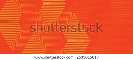 Abstract orange background with glowing geometric lines. Modern shiny yellow hexagon lines pattern. Technology futuristic concept. Suit for poster, banner, brochure, cover, flyer. Vector illustratio