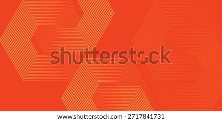 Abstract orange background with glowing geometric lines. Modern shiny yellow hexagon lines pattern. Technology futuristic concept. Suit for poster, banner, brochure, cover, flyer. Vector illustratio