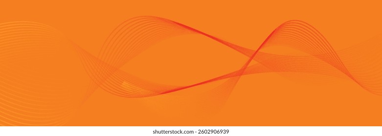 Abstract orange background with glowing wave. Shiny orange moving lines design element. Modern smooth wavy lines. Futuristic concept. Suit for banner, brochure, cover, website, corporate, flyer
