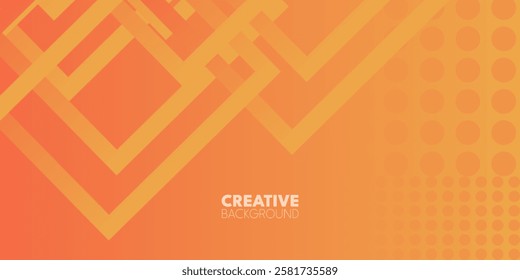 Abstract orange background with lines and modern design pattern.  has a pattern of intersecting lines and circles in the upper portion with the text.