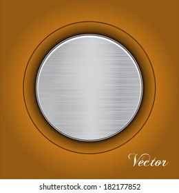 Abstract orange background with a metal plate. Vector