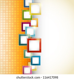 abstract orange background with mosaic and squares