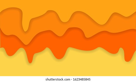 Abstract orange background on paper cut style. Vector illustration