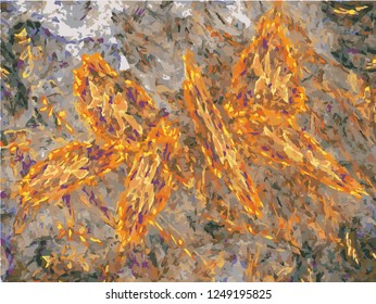 Abstract orange background on white backdrop. Rectangular horizontal shape. Average rough design. Vector.