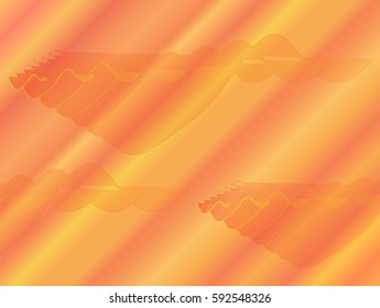 Abstract orange background with red and yellow strikes and ornaments. Vector illustration.