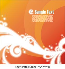 Abstract orange background with shining organic ornament