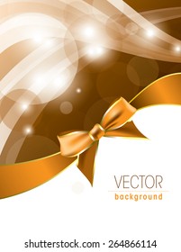 Abstract orange background with sparkles and a bow.