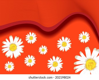 abstract orange background with spring daisies