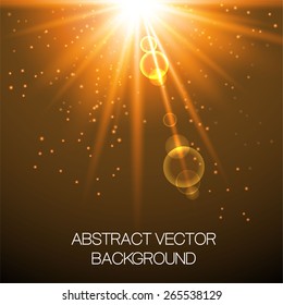 Abstract orange background with stars and rays