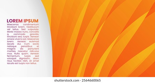 Abstract Orange Background with Text Area: A dynamic and vibrant abstract background with an orange color scheme, featuring a curved white shape on the left side that provides a text area.