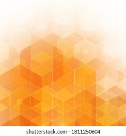 Abstract orange background. Vector Hexagons Geometric design.