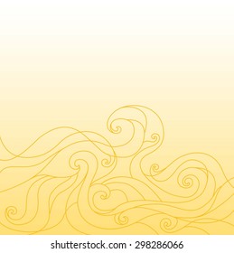 Abstract Orange Background. Vector  ornamental template for message, ad, invitation. Beige background with curls