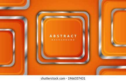 Abstract orange background vector. Rectangle background with a combination of silver lines.