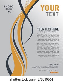 Abstract orange background with wave - brochure design or flyer