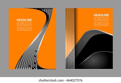 Abstract orange background with wave - brochure design or flyer
