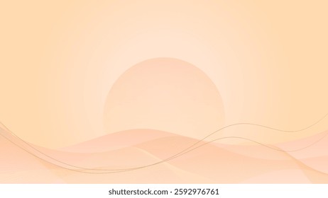 Abstract orange background with waves and sun. Vector illustration for your design
