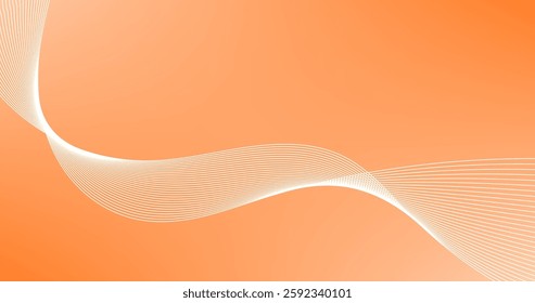 Abstract orange background with wavy lines. Vector illustration. 
